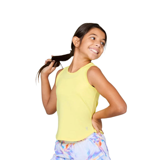 Sofibella UV White Girls Tennis Tank Top - Sunshine/L