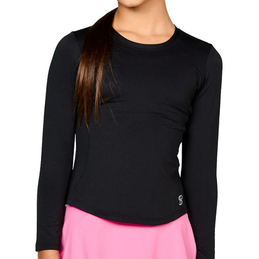 Sofibella UV Long Sleeve Girls Tennis Shirt - Black/L