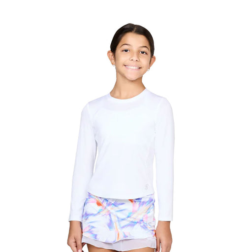 Sofibella UV Long Sleeve Girls Tennis Shirt - White/L