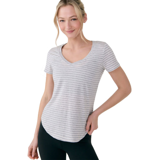 Lole Dynamic V-Neck Womens T-Shirt - Lt Gry Hthr Str/XXL