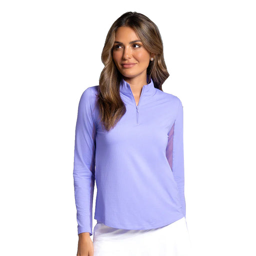 Ibkul Essential Solid Mock LS Womens Golf QZ - Lavender/XL