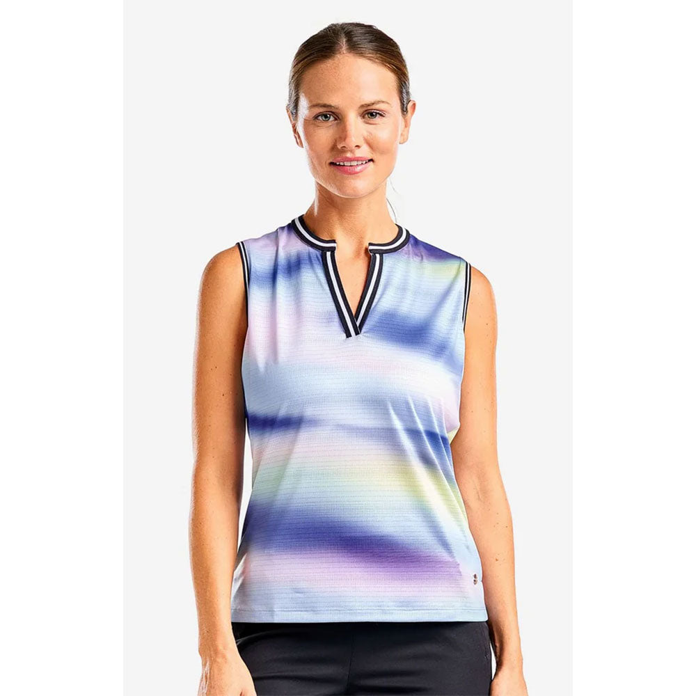 NVO Vivian Mock Sleeveless Womens Golf Polo - Cobalt/L