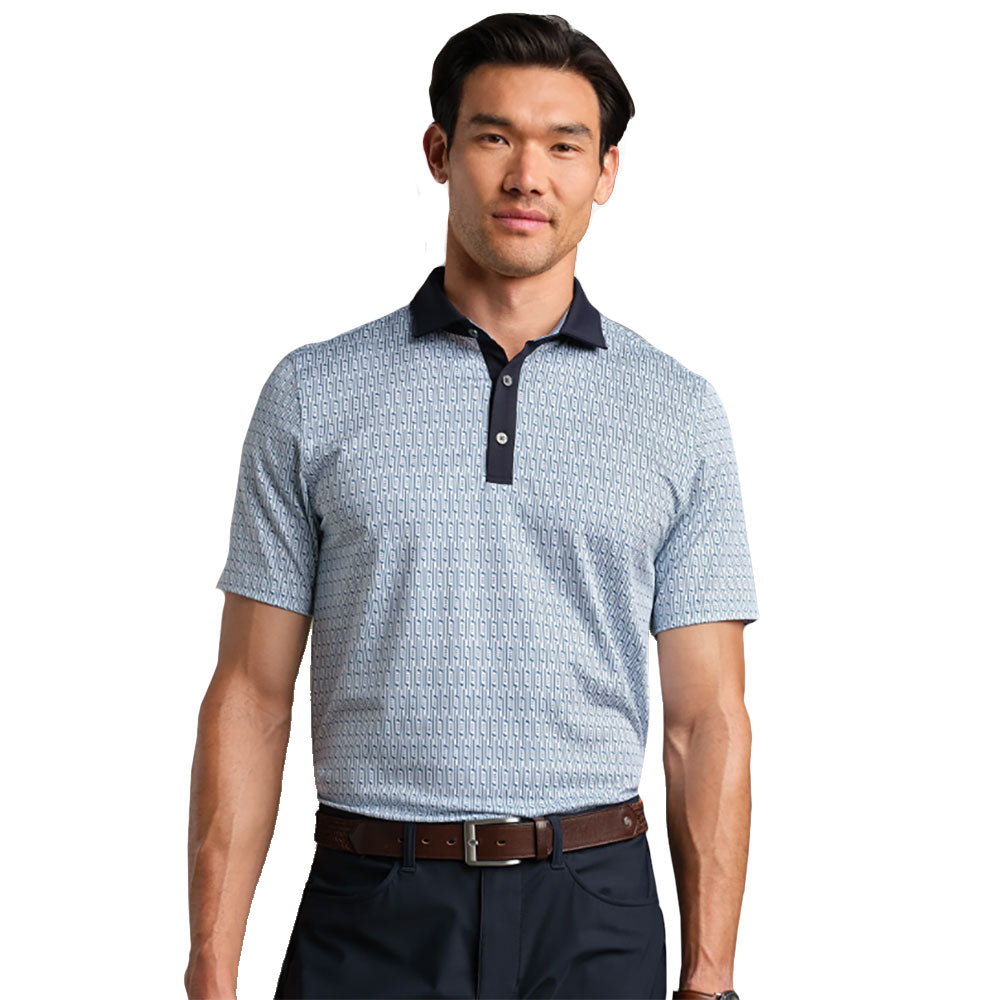 Rhone Sport Spread Collar Mens Golf Polo - Blu Stone/Wht/XL