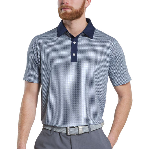 FootJoy Lattice Print Lisle Mens Golf Polo - Navy/White/Grey/XL