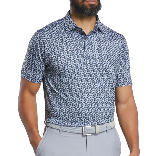 FootJoy Floral Sketch Print Lisle Mens Golf Polo - White/Navy/XXL