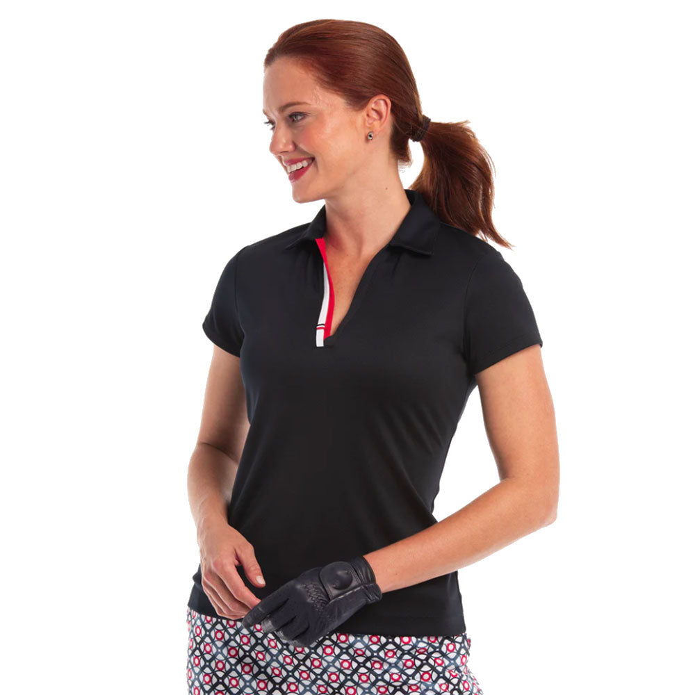 EP New York Crossover Placket CS Womens Golf Polo - Navy Multi/L
