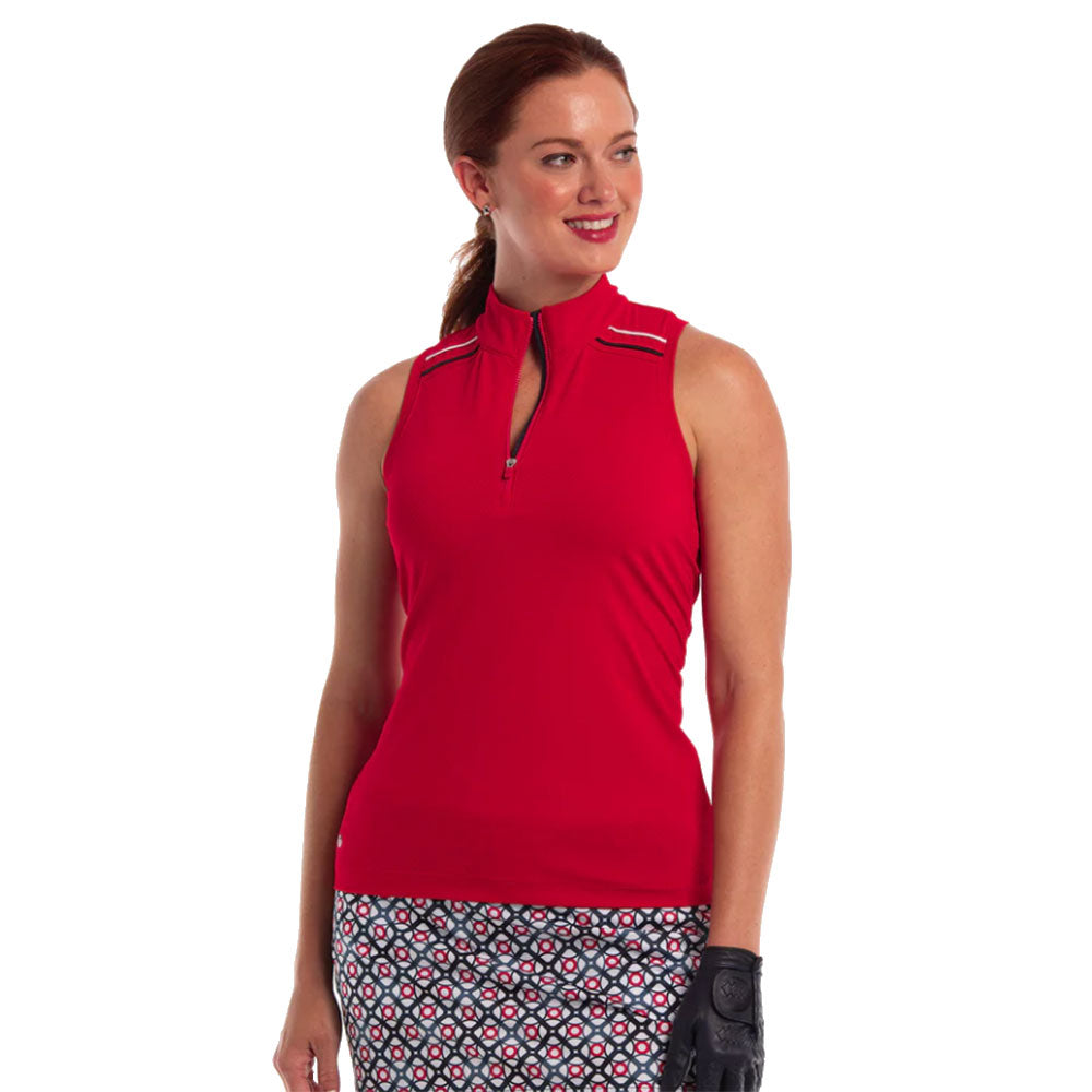 EP New York Racer Back Sleeveless Womens Golf Polo - Candy Appl Mult/L