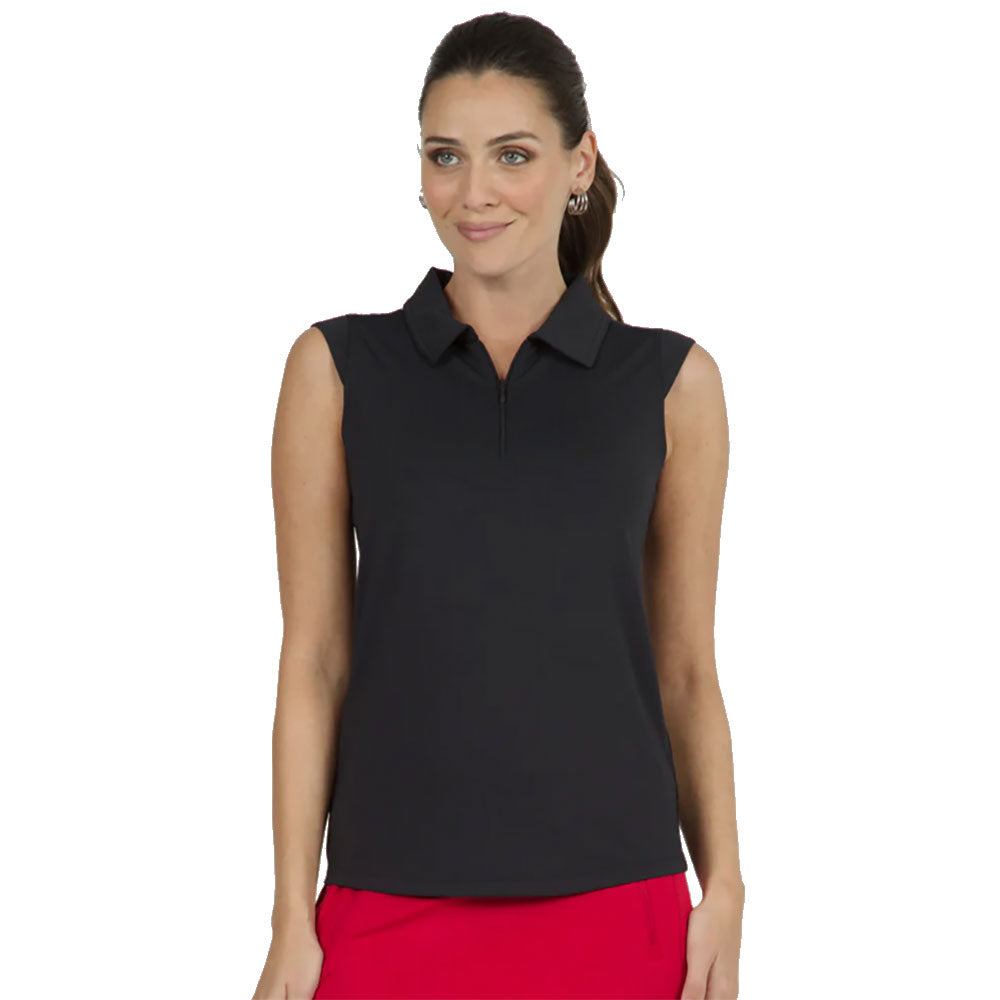Ibkul Solid Sleeveless Womens Golf Polo - Black/XL