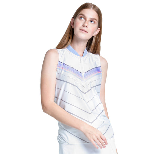 Lucky in Love Lavender Love Chevron Wmns Golf Tank - White/M
