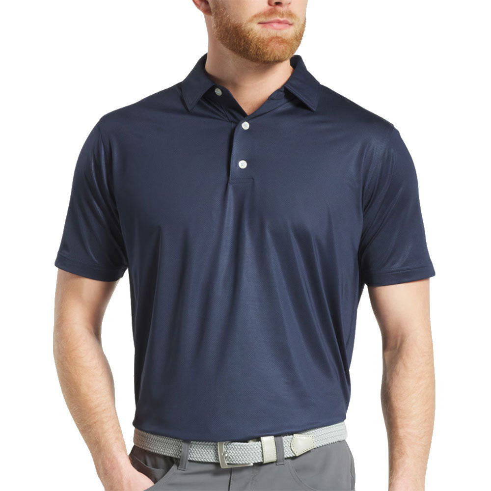 FootJoy Tonal Dot Print Lisle AF Mens Golf Polo - Navy/XL