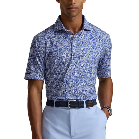 RLX Polo Golf Lightweight Airflow Knit Savannah Floral Navy Mens Golf Polo