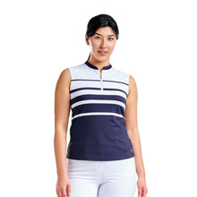 Load image into Gallery viewer, NVO Linnea Mock Womens Golf Polo - White-navy/L
 - 3