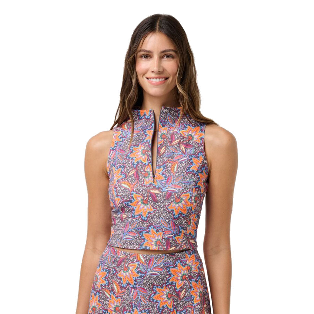 TravisMathew Sunfire Zip Womens Golf Tank - Persian Rd Mult/M