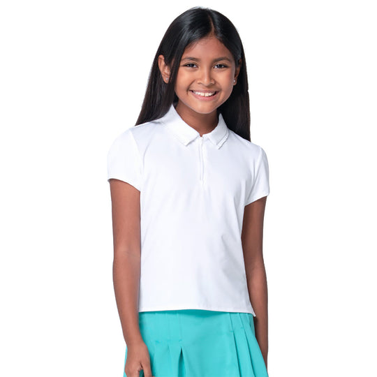 Lucky In Love Pleated Girls Short Sleeve Golf Polo