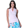 Lucky in Love Pleated Placket Textured Sleeveless Womens Golf Polo