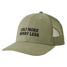Load image into Gallery viewer, Life is Good Golf More Worry Less Uni Trucker Cap - Moss Green/One Size
 - 1