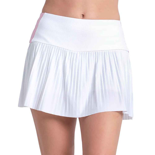 Lucky In Love Racer Rib Pleat Womens Tennis Skirt - White/Pink/L