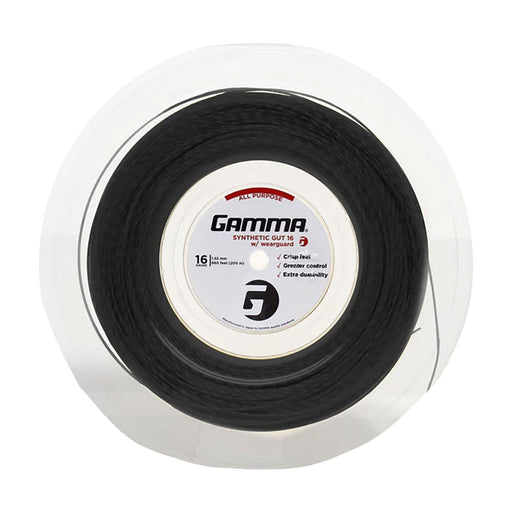 Gamma Wearguard 16g Synthetic Gut String Reel - Black/16G