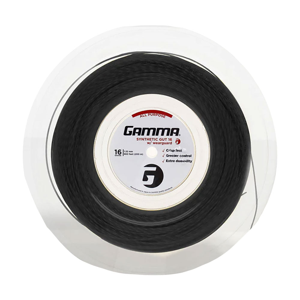 Gamma Wearguard 16g Synthetic Gut String Reel - Black/16G