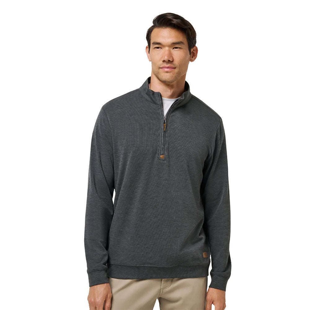 TravisMathew Cloud Mens Golf QZ Sweater - Heather Black/XL