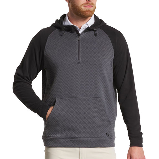 FootJoy Links Quarter-Zip Pullover Men Golf Hoodie - Black/Charcoal/XL