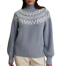 Load image into Gallery viewer, Varley Marcie Fairisle Yoke Womens Knit Sweater - Glacier Blue/M
 - 2