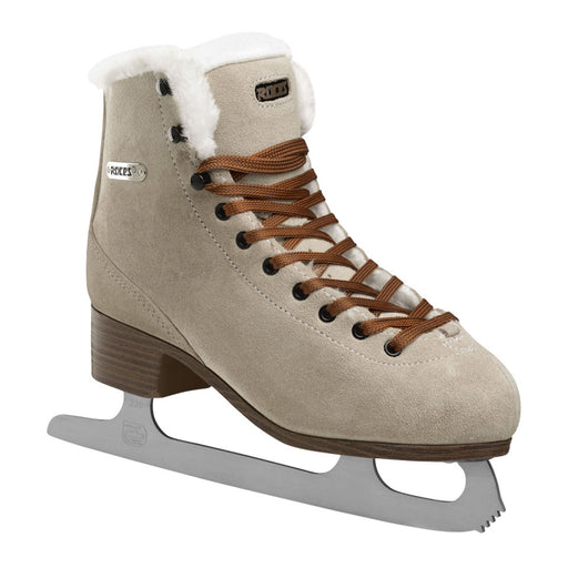 Roces Suede Eco-Fur Womens Figure Skates - 10/Brown/Off White