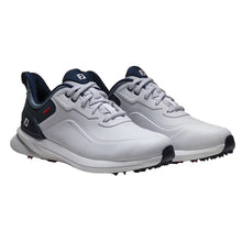 Load image into Gallery viewer, FootJoy Pro SL Mens Golf Shoes - Wht/Stl Blu/Pct/2E WIDE/12.0
 - 1