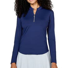 Load image into Gallery viewer, Sofibella UV Colors Womens Half-Zip LS Golf Shirt - Navy/XL
 - 10