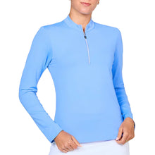 Load image into Gallery viewer, Sofibella UV Colors Womens Half-Zip LS Golf Shirt - Periwinkle/XL
 - 13