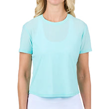 Load image into Gallery viewer, Sofibella Staples Mesh SS Womens Tennis Shirt - Blue Light/2X
 - 4