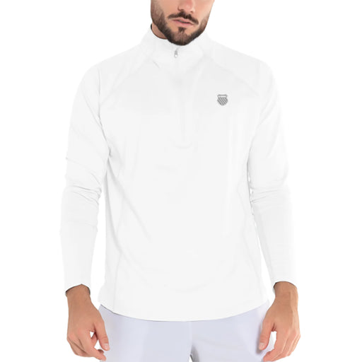 K-Swiss Swift Long Sleeve Mens Tennis Quarter-Zip - White/XL