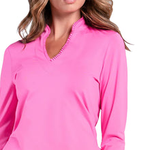 Load image into Gallery viewer, Lucky in Love Pleat Neck Wns Longsleeve Golf Shirt
 - 6