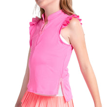 Load image into Gallery viewer, Lucky In Love Lace Frill Girl Sleeveless Golf Polo
 - 3