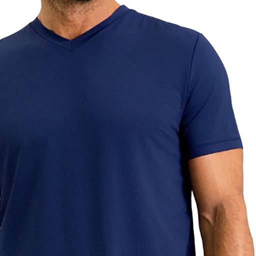 Ibkul Solid Short Sleeve V Neck Mens Tennis Shirt