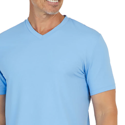 Ibkul Solid Short Sleeve V Neck Mens Tennis Shirt