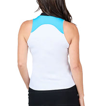 Load image into Gallery viewer, Sofibella Electric Blue Sleeveless WHT W Golf Polo
 - 2