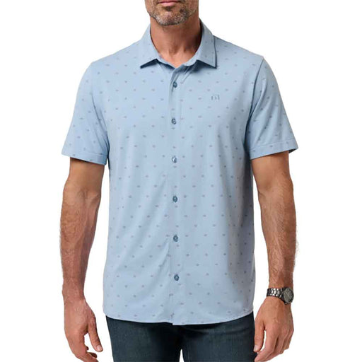 TravisMathew Comfortknit Geo SS Woven Mens Shirt - Ash Blue/XL