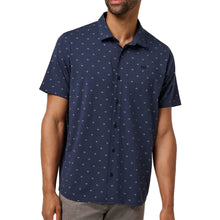Load image into Gallery viewer, TravisMathew Comfortknit Geo SS Woven Mens Shirt - Total Eclipse/XL
 - 4