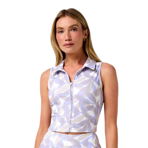 Travis Mathew Moveknit Printed SL Womens Golf Polo - Soft Blue Multi/M
