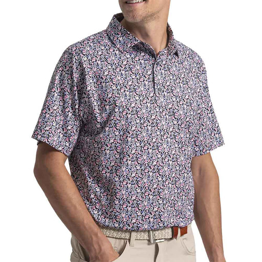 FootJoy Meadow Print Lisle Mens Golf Polo - Blk/Violet/Pink/XXL