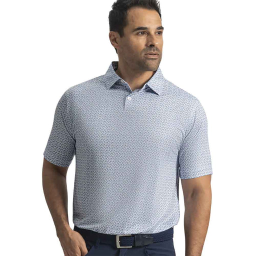 FootJoy Floral Mark Lisle Mens Golf Polo - Chmbry/C Bl/Wht/XL
