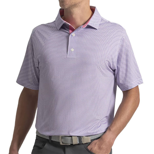 FootJoy Wave Print Lisle Mens Golf Polo - Wht/Pink/Violet/XXL