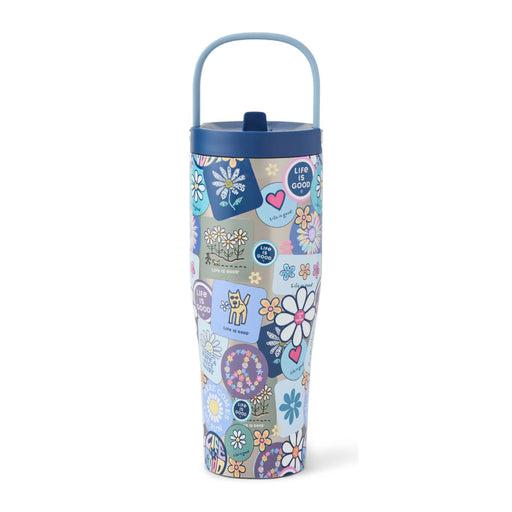 Life Is Good Floral Sticker 30oz Stainless Go Cup