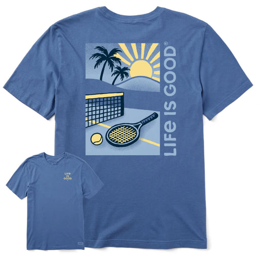 Life Is Good Tennis Court Beach SS Mens T-Shirt - Vintage Blue/XXL