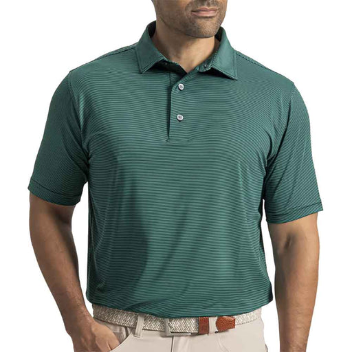 FootJoy Micro Feeder Stripe Lisle Mens Golf Polo - Field Green/Nvy/XXL