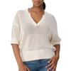Krimson Klover Tansy Short Sleeve Pointelle Henley Womens Sweater