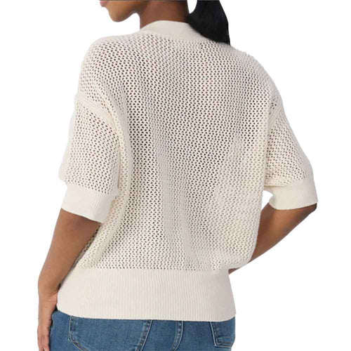 Krimson Klover Tansy Short Sleeve Pointelle Henley Womens Sweater - 2