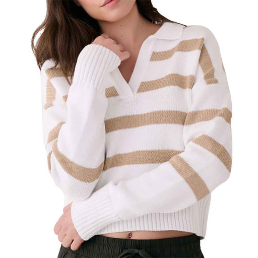 Lole Club Polo Womens Sweater - Polo Stripe Wht/L