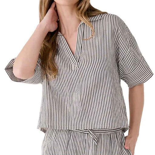 Lole Bella Short Sleeve Womens Shirt - Bel Strp Abalon/L